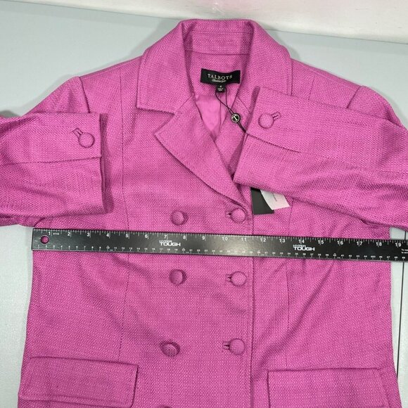 Talbots Double Breasted Blazer Jacket Coat Grace Fit Tweed Purple Womens 4 New - Picture 6 of 9
